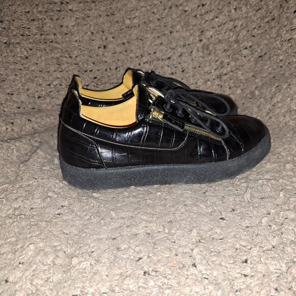 GIUSEPPE ZANOTTI-Frankie-Black Croc Low Top Casual Sneakers-Sz 42-Excellent - Picture 5 of 9